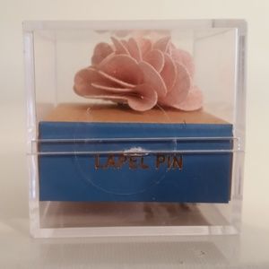 Rose Pink Flower Lapel Pin W/ Butterfly Clip Back